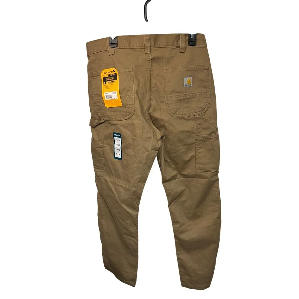 Carhartt Mens Relaxed Fit Twill Utility Work Pants 34x30 Durable Cotton Khaki Wi